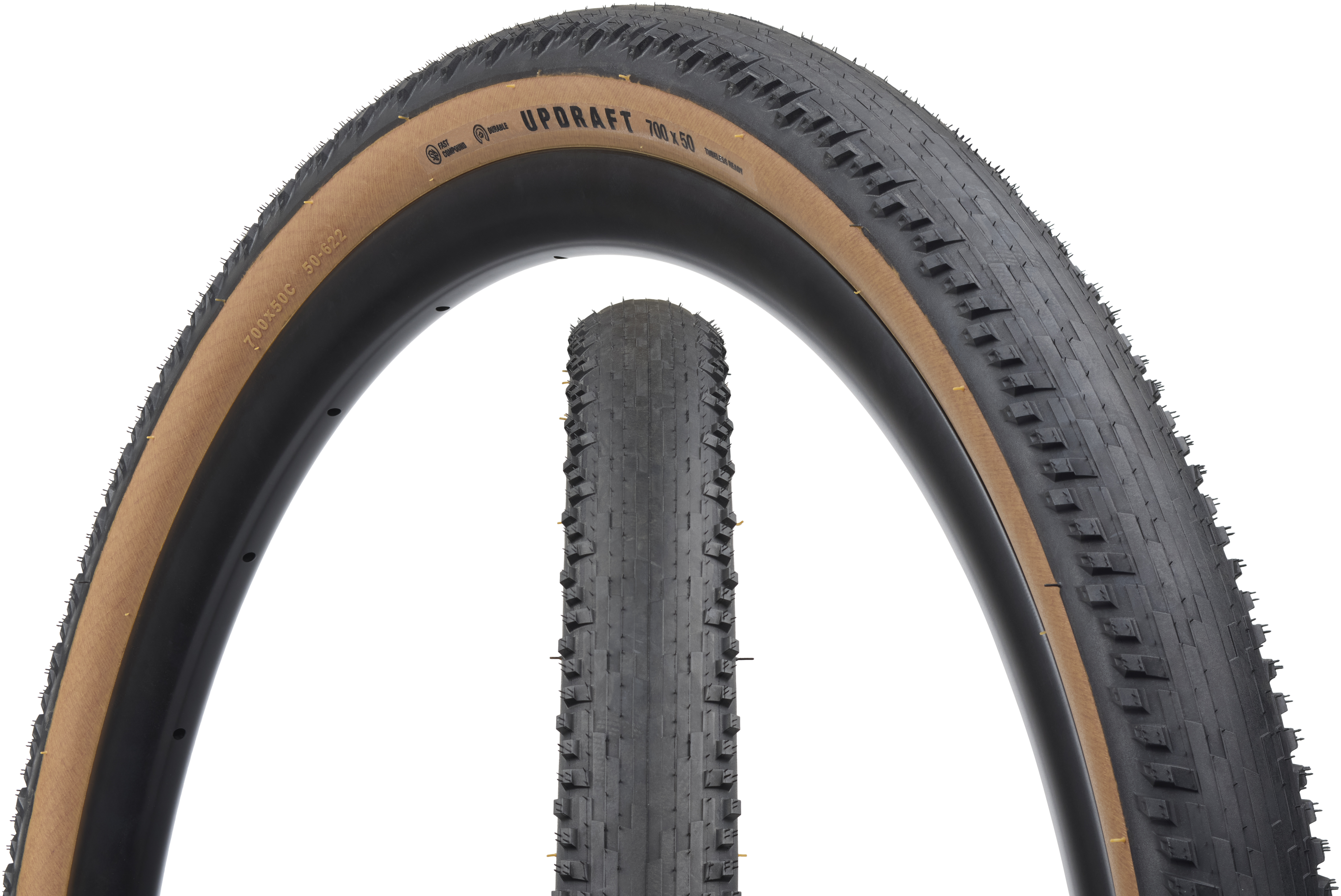 TERAVAIL UPDRAFT LIGHT & SUPPLE FOLDING TIRE, 700X50C, 50-622, FAST COMPOUND, TUBELESS, TAN TERAVAIL UPDRAFT LIGHT & SUPPLE FOLDING TIRE, 700X50C, 50-622, FAST COMPOUND, TUBELESS, TAN