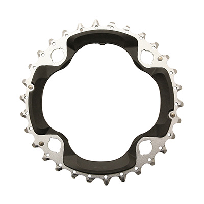 PLATEAU VTT 4BRA D.96 POUR SHIMANO SLX M672 - XT M782 TRIPLE 30DTS MILIEU ORIGINE ARGENT-NOIR 10V. PLATEAU VTT 4BRA D.96 POUR SHIMANO SLX M672 - XT M782 TRIPLE 30DTS MILIEU ORIGINE ARGENT-NOIR 10V.