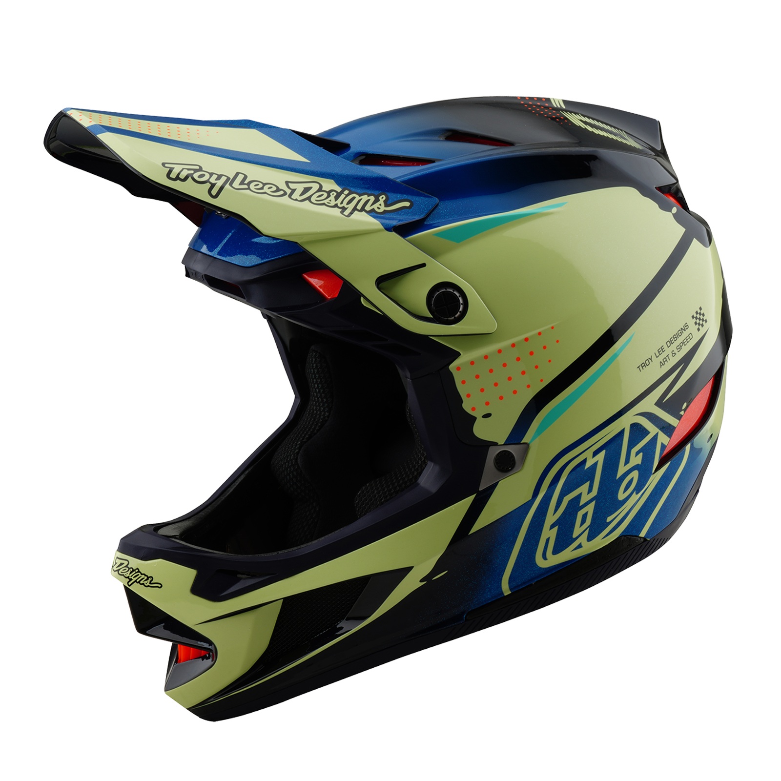 TROY LEE DESIGNS D4 COMPOSITE MIPS HELMET, DRIP, GLO YELLOW, XL | 60-61CM, XL