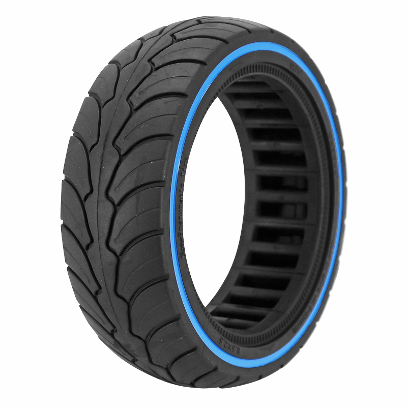PNEU TROTTINETTE PLEIN 8 X 2.50-6.1 NOIR LISERET BLEU - LARGEUR INTERIEUR 58 MM (POUR DUALTRON MINI) PNEU TROTTINETTE PLEIN 8 X 2.50-6.1 NOIR LISERET BLEU - LARGEUR INTERIEUR 58 MM (POUR DUALTRON MINI)