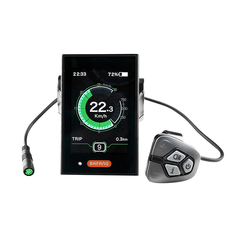 COMPTEUR - DISPLAY AVEC UNITE DE COMMANDE VAE BAFANG DP C18 UART POUR MOTEUR CENTRAL NOIR (SUPPORT 22,2-25 MM LONGUEUR CABLE 230 MM)