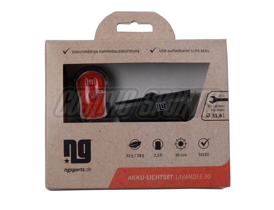 NG SPORTS LAVANDEE 30 BIKE LIGHT, TWINPACK, STVZO, BLACK 30 LUX