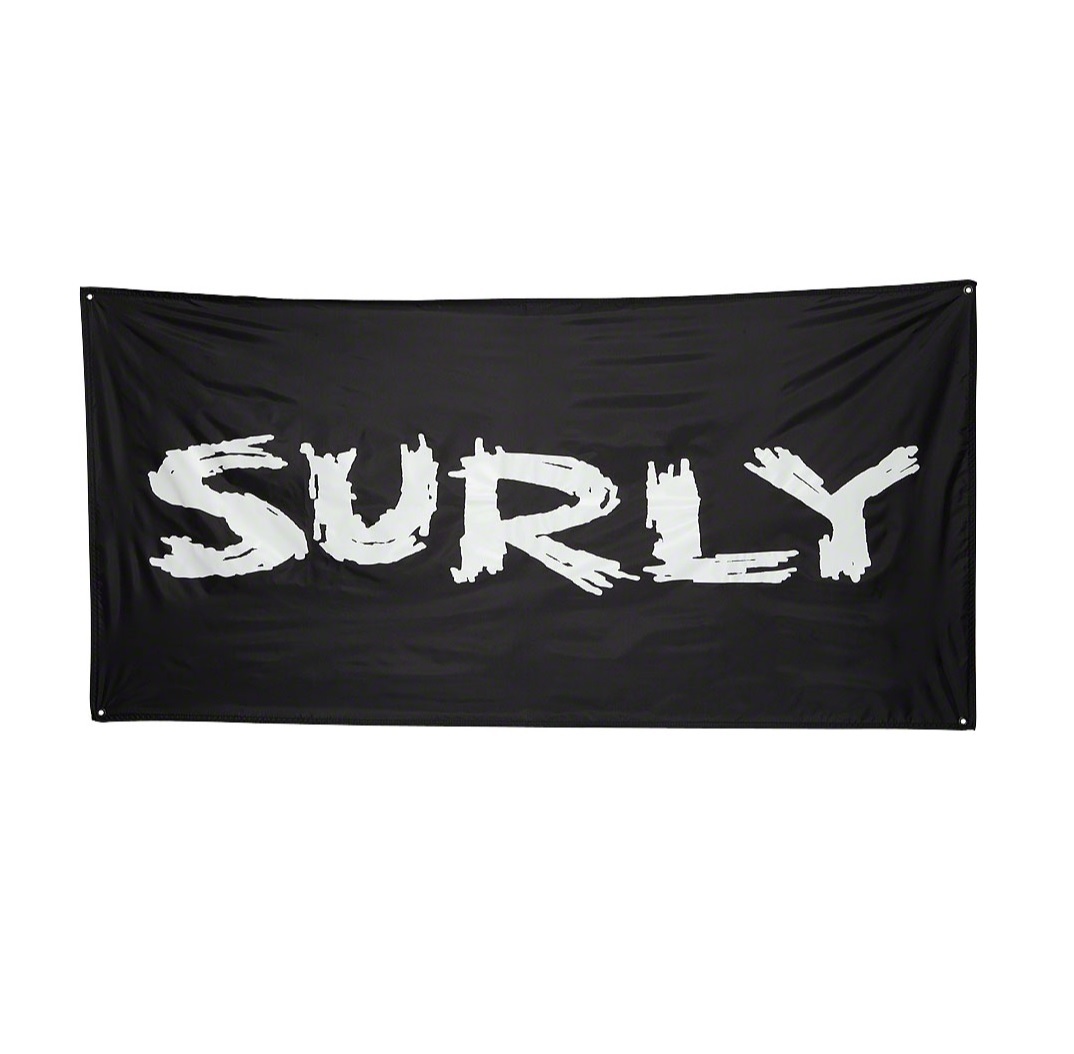 SURLY LOGO BANNER, 180X90CM, WITH EXELETS, BLACK