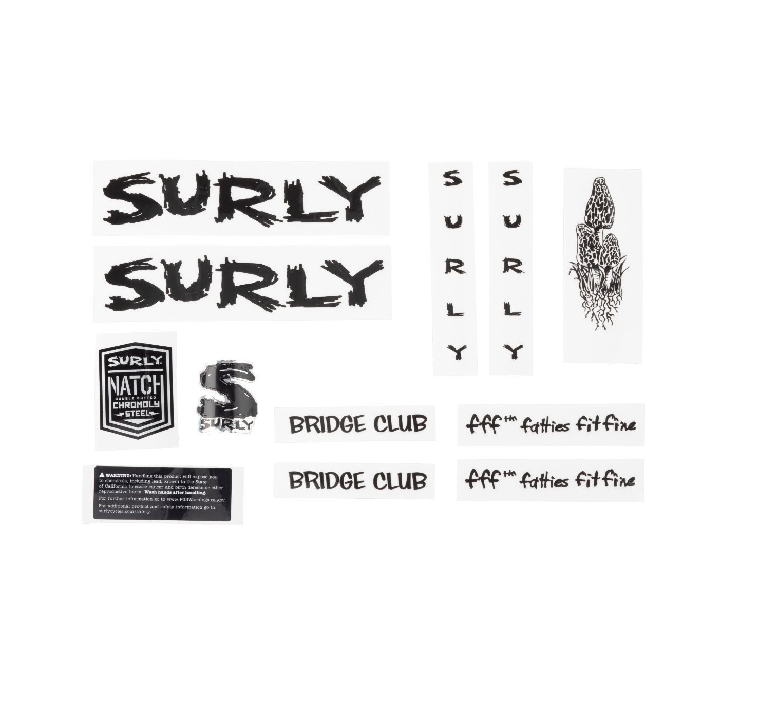 SURLY BRIDGE CLUB NEW FRAME DECAL INCL. HEADBADGE, BLACK