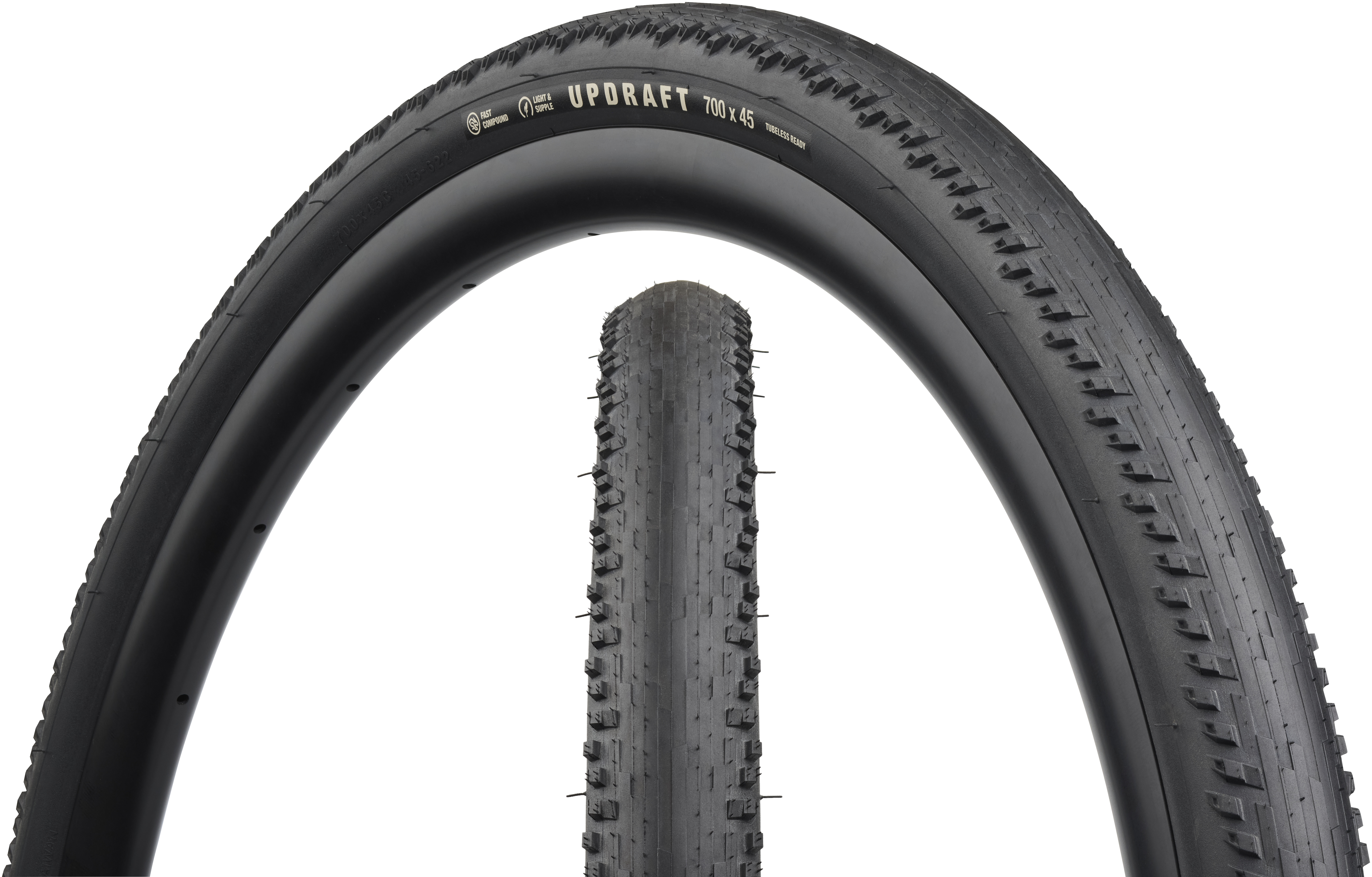 TERAVAIL UPDRAFT DURABLE FOLDING TIRE, 700X40C, 40-622, FAST COMPOUND,  TUBELESS, BLACK