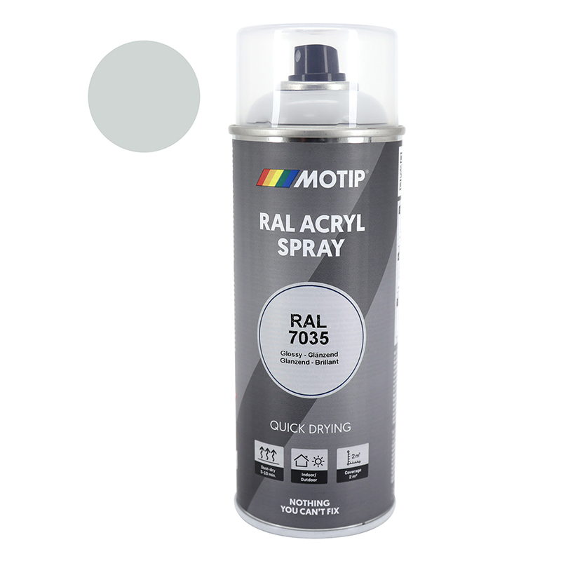 BOMBE DE PEINTURE MOTIP INDUSTRIEL GRIS CLAIR RAL 7035 SECHAGE RAPIDE (SPRAY 400 ML) (07034) BOMBE DE PEINTURE MOTIP INDUSTRIEL GRIS CLAIR RAL 7035 SECHAGE RAPIDE (SPRAY 400 ML) (07034)