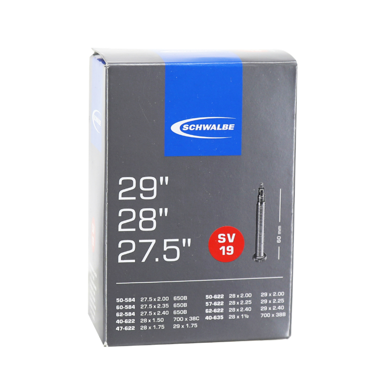CHAMBRE A AIR VELO 27.5-29 X 2.00-2.40 ET 700X38 SCHWALBE VALVE PRESTA OBUS DEMONTABLE 60MM TOUT ALU (SV19) CHAMBRE A AIR VELO 27.5-29 X 2.00-2.40 ET 700X38 SCHWALBE VALVE PRESTA OBUS DEMONTABLE 60MM TOUT ALU (SV19)