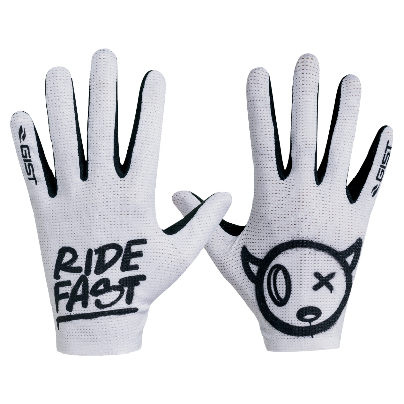 GANTS VELO VTT LONG GIST FASTER RIDE FAST BLANC   S (PAIRE SUR CARTE) SANS VELCRO COMPATIBLE ECRAN TACTILE  -5551