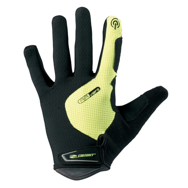 GANTS VELO VTT LONG GIST HERO GEL JAUNE FLUO   S (PAIRE SUR CARTE) COMPATIBLE ECRAN TACTILE -5532