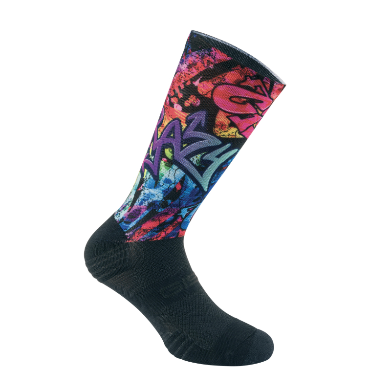 CHAUSSETTES-SOCQUETTES ETE GIST RANGE NOIR MURALES NOIR ET DESIGN MUTICOLOR 43-47 ECOLOGIQUE - HAUTEUR 22 CM   (PAIRE)  -5868