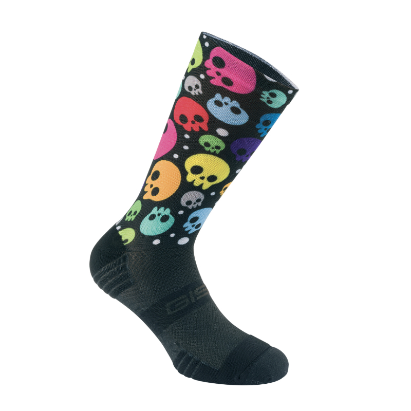 CHAUSSETTES-SOCQUETTES ETE GIST RANGE NOIR SKULL NOIR ET DESIGN MUTICOLOR 43-47 ECOLOGIQUE - HAUTEUR 22 CM   (PAIRE)  -5868