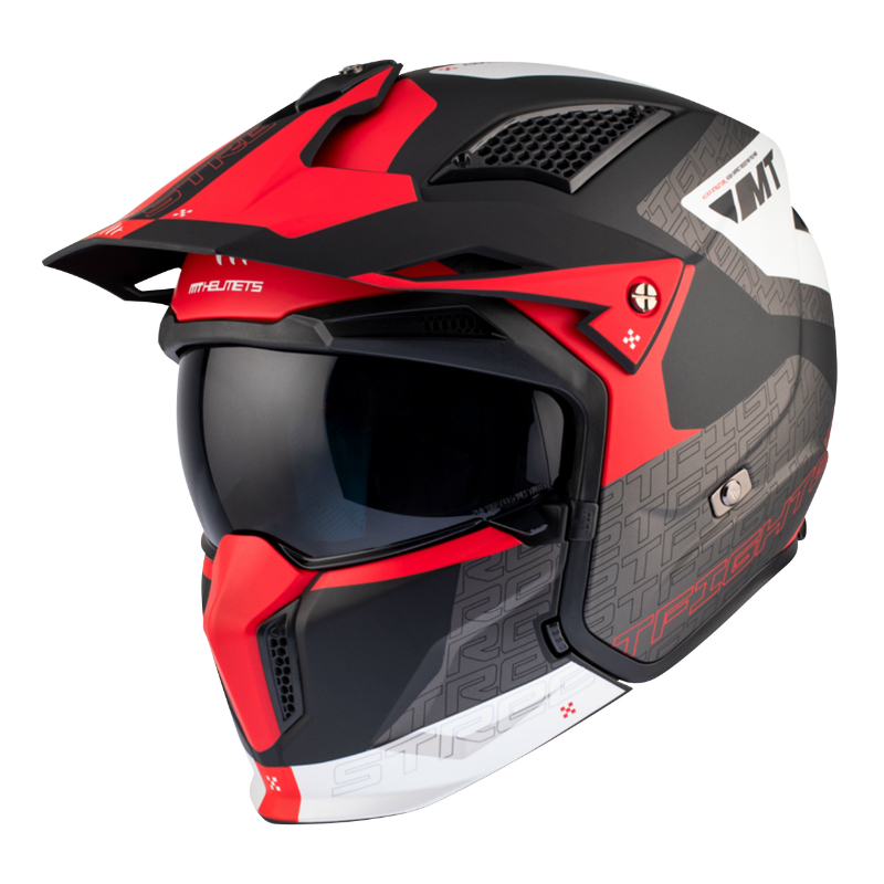 CASQUE TRIAL MT STREETFIGHTER SV S TOTEM B15 GRIS-ROUGE MAT    XS  SIMPLE ECRAN TRANSPARENT TRANSFORMABLE AVEC MENTONNIERE AMOVIBLE (LIVRE AVEC UN ECRAN SUPPLEMENTAIRE DARK) (ECE 22.06)