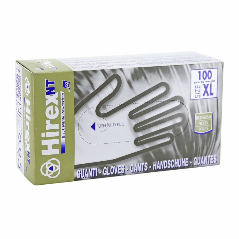 GANTS ATELIER NITRILE HIREX NOIR T10 (XL)  (BOITE DE 100)