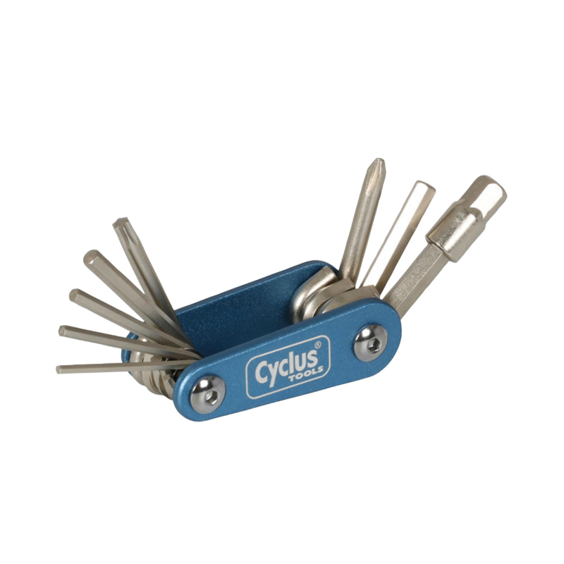 OUTIL MULTIFONCTION CYCLUS 9 FONCTIONS CLE ALLEN 2-2.5-3-4-5-6-8 + TOURNEVIS CRUCIFORME + TORX T25 (6,2 X 3,2 X 2,0 CM)