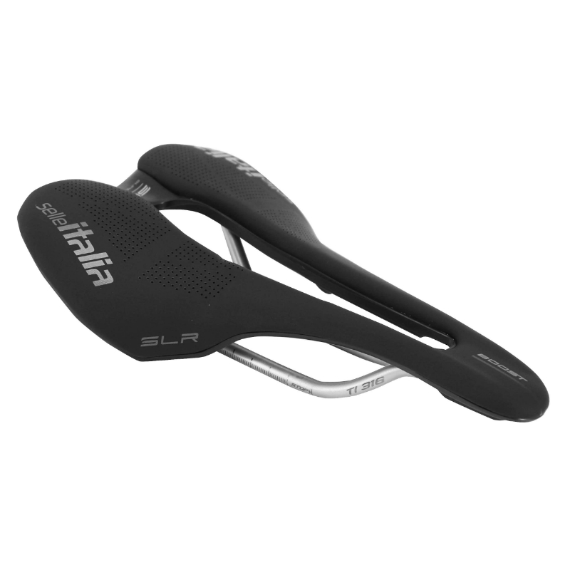 SELLE ROUTE-VTT ITALIA SLR BOOST SUPERFLOW NOIR RAIL TITANE (250X150MM) (EMBALLAGE SOUS SACHET)