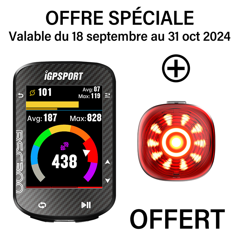 GPS - COMPTEUR IGPSPORT BSC300 COULEUR AVEC VITESSE, ALTIMETRE, TEMPERATURE COMPATIBLE STRAVA ET GROUPE SHIMANO DI2, SRAM E-TAP ET CAMPAGNOLO EPS - OPTION : CAPTEUR CADENCE, VITESSE ET CARDIO