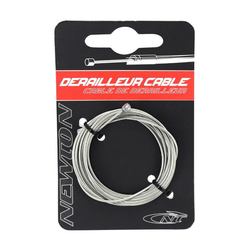 CABLE DE DERAILLEUR NEWTON INOX RENFORCE POUR SHIMANO ET ADAPTABLE 1,1 MM  LONG 2,00 M  (VENDU SUR CARTE A L'UNITE) (OFFRE SPECIALE)