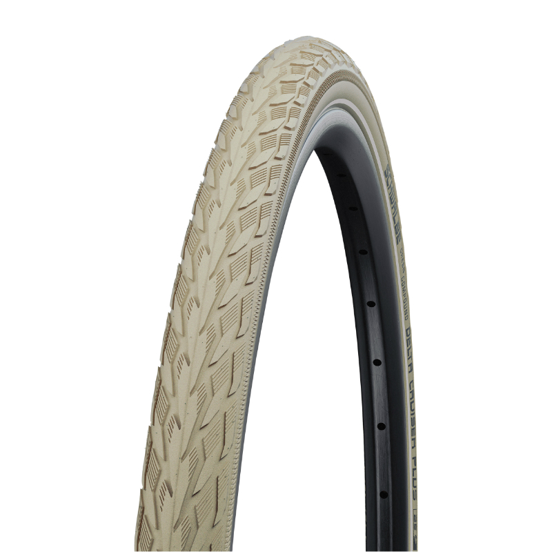 PNEU VTC URBAIN 700 X 35 SCHWALBE DELTA CRUISER PLUS CREME TR (37-622) RENFORT GREEN GUARD FLANC REFLEX