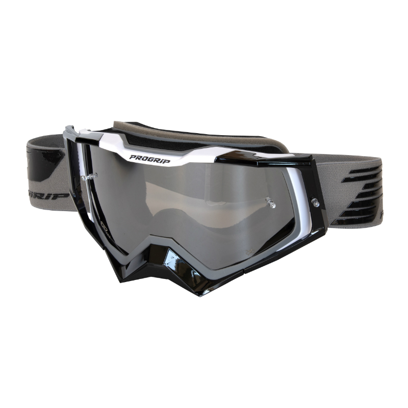 MASQUE-LUNETTES CROSS PROGRIP 3309 FL RAPID MULTILAYERED GRIS-NOIR-BLANC ECRAN MIROIR FUME ANTI-RAYURES-ANTI U.V.-ANTI-BUEE (HOMOLOGUE CE-EN-N° AC-96025 REV.2)