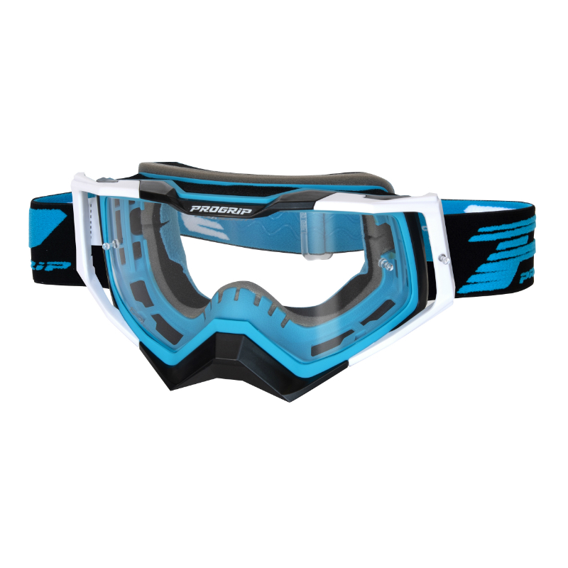 MASQUE-LUNETTES CROSS PROGRIP 3309 TR RAPID BLEU CLAIR-NOIR-BLANC ECRAN TRANSPARENT ANTI-RAYURES-ANTI U.V.-ANTI-BUEE (HOMOLOGUE CE-EN-N° AC-96025 REV.2)