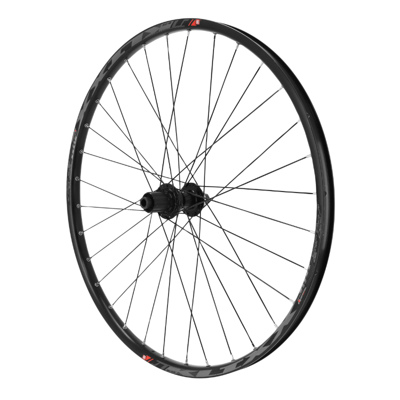 ROUE VTT DISQUE 27.5" KLIXX BOOST TUBELESS READY ARRIERE CENTERLOCK NOIR MOYEU SHIMANO TC500 CASSETTE 9-10-11V AXE TRAVERSANT 12-148  JANTE 23C 32 RAYONS