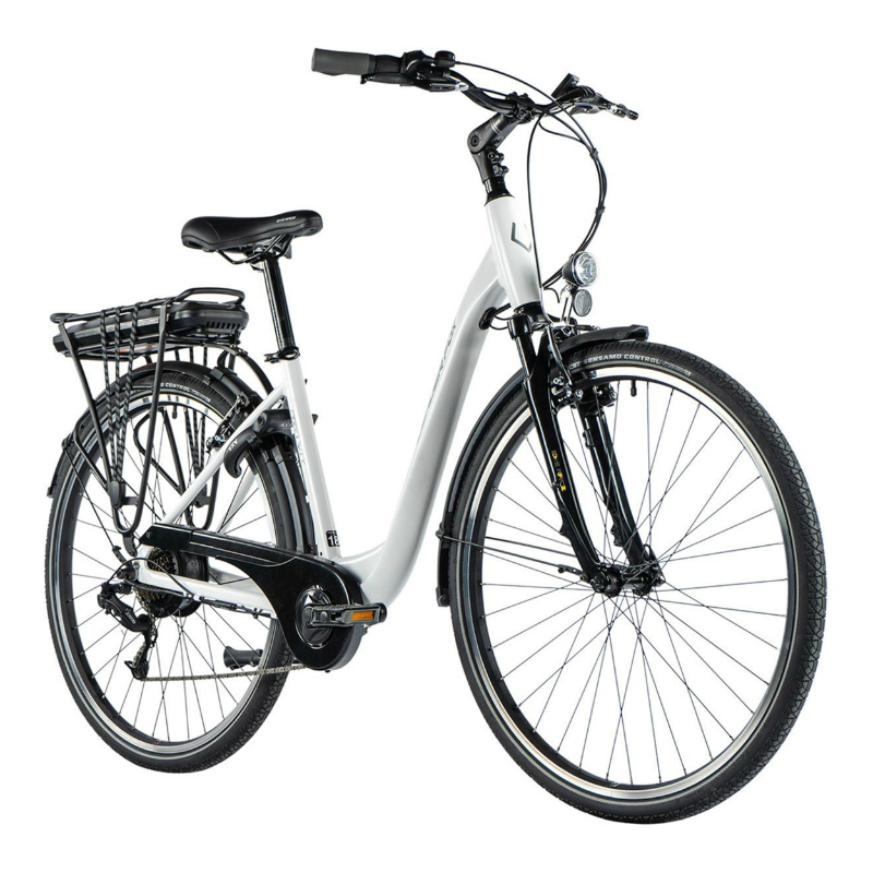 VELO ELECTRIQUE-VAE CITY 28 LEADER FOX PARK MIXTE BLANC BRILLANT 7V MOTEUR ROUE AR BAFANG 36V 45NM BATTERIE 15AH (18'' - H46CM - TAILLE M - POUR ADULTE DE 168CM à 178CM)