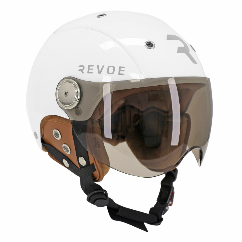 CASQUE VELO ADULTE REVOE PREMIUM URBAIN-CITY BLANC SKY TAILLE 55-56 VISIERE REGLABLE, PROTECTION OREILLE AMOVIBLE (VENDU EN BOITE) COMPATIBLE EBIKE ET TROTTINETTE - HOMOLOGATION EN1078+A1