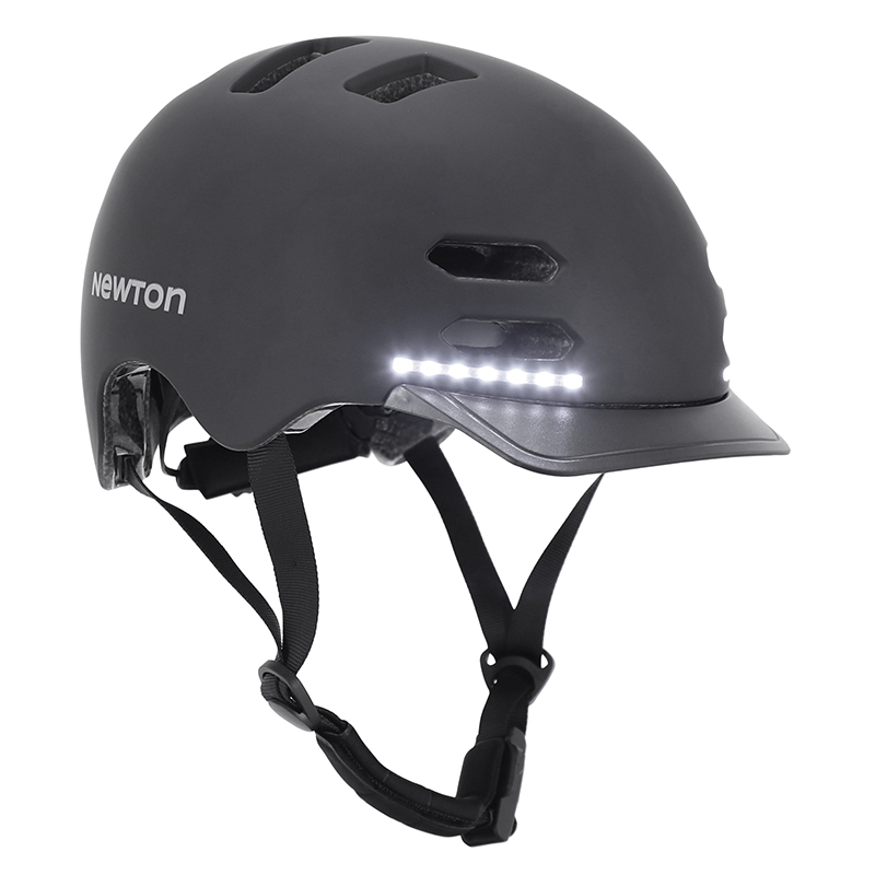 CASQUE VELO ADULTE NEWTON CITY V3 NOIR MAT IN-MOLD AVEC VISIERE ET LOCK TAILLE 58-61 AVEC SYSTEME ECLAIRAGE AVANT ARRIERE INTEGRE EN USB (VENDU EN BOITE)