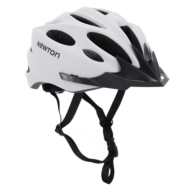 CASQUE VELO ADULTE NEWTON ROUTE-VTT SPORT GRIS CLAIR MAT IN-MOLD TAILLE 55-58 AVEC VISIERE ET LOCK (VENDU EN BOITE)