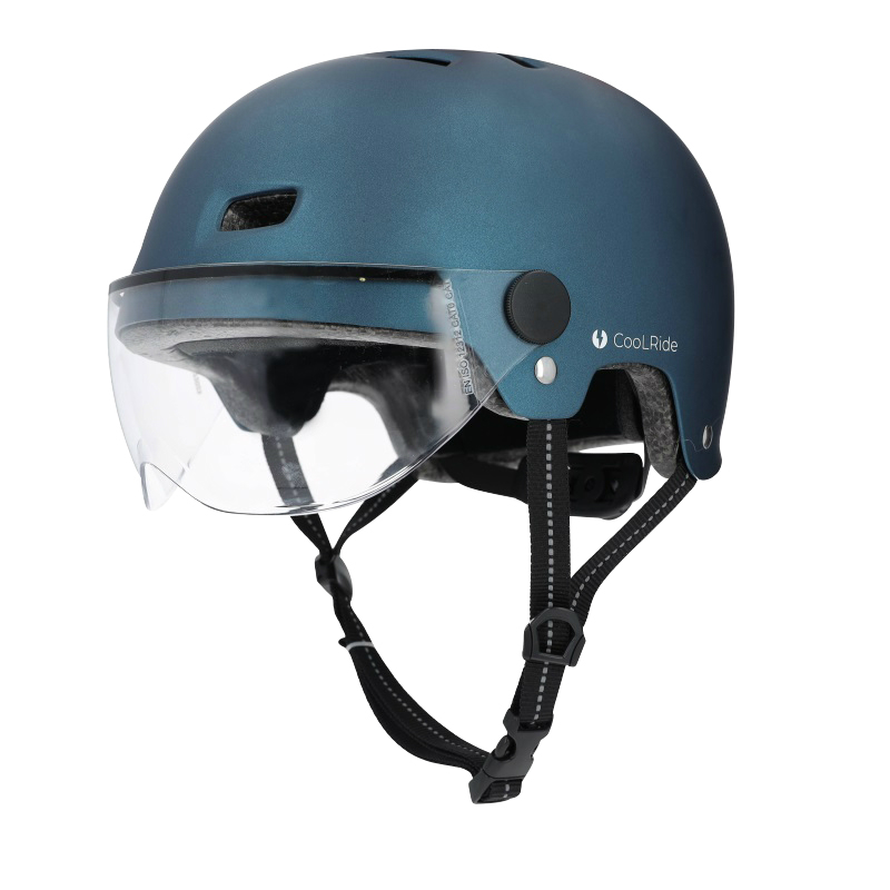 CASQUE VELO ADULTE CITY BLEU AVEC VISIERE ET MOLETTE DE REGLAGE TAILLE 53-59 (VENDU A L'UNITE)