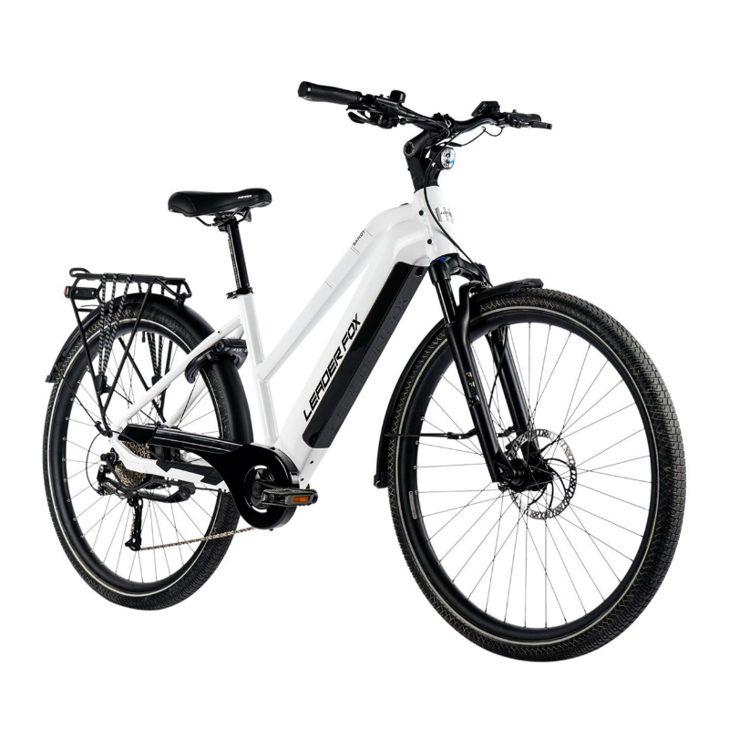 VELO ELECTRIQUE-VAE VTC 29 LEADER FOX SANDY FEMME BLANC BRILLANT 9V MOTEUR ROUE AR BAFANG 36V 45NM BATTERIE 20AH (16,5'' - H43CM - TAILLE S - POUR ADULTE DE 158CM à 168CM)