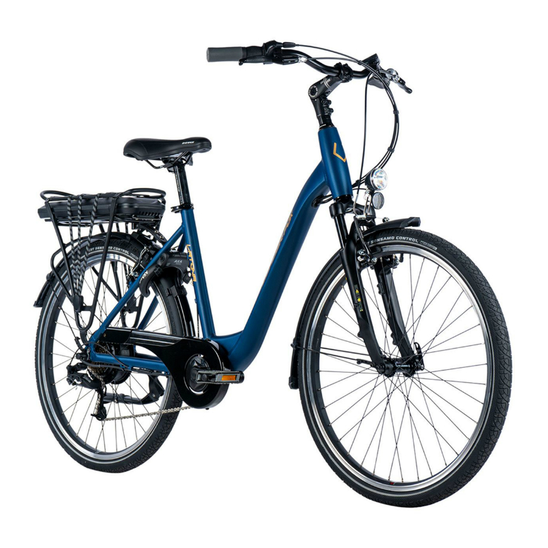 VELO ELECTRIQUE-VAE CITY 26 LEADER FOX LATONA MIXTE BLEU NUIT MAT 7V MOTEUR ROUE AR BAFANG 36V 45NM BATTERIE 15AH (18'' - H46CM - TAILLE M - POUR ADULTE DE 168CM à 178CM)