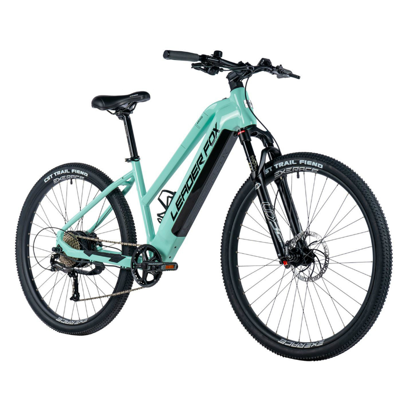 VELO ELECTRIQUE-VAE VTT 29 LEADER FOX ARIMO FEMME VERT CLAIR 9V MOTEUR ROUE AR BAFANG 36V 45NM BATTERIE 20AH (17,5'' - H45CM - TAILLE M - POUR ADULTE DE 168CM à 178CM)