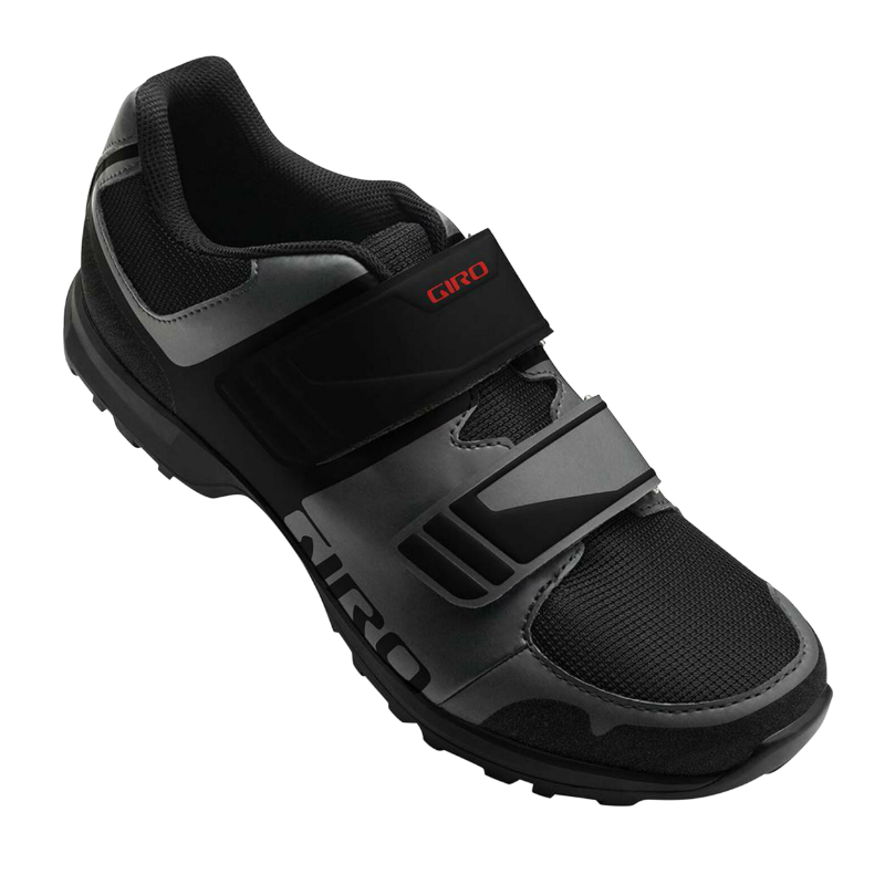 CHAUSSURE GRAVEL - VTT GIRO BERM K257 NOIR-GRIS FONCE T39 FIXATION DOUBLE VELCRO COMPATIBLE SPD (PAIRE)