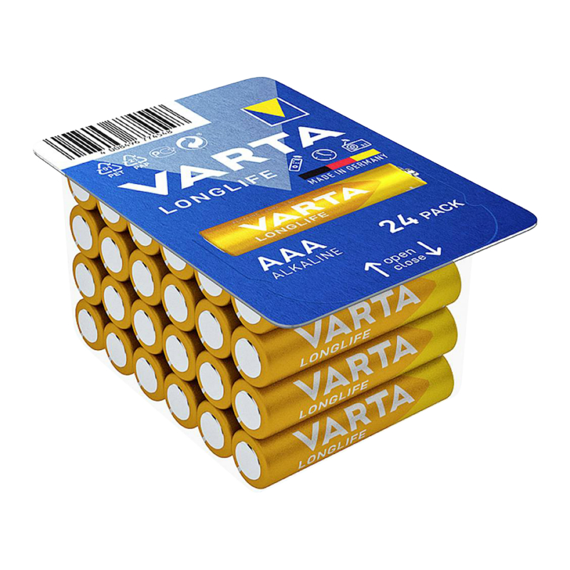 PILE LR03  1.5V  VARTA ALCALINE LONGLIFE LR03 - AAA BOITE REFERMABLE (VENDU PAR 24)