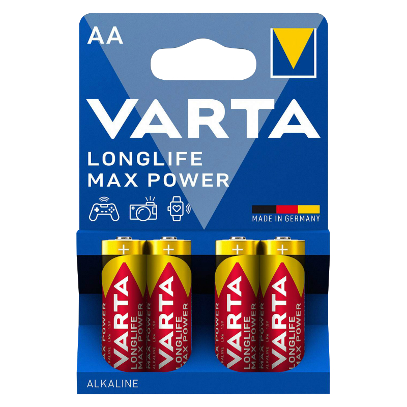 PILE LR06  1.5V  VARTA ALCALINE LONGLIFE MAX POWER AA (VENDU PAR 4)