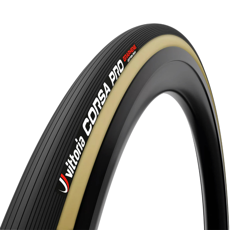 BOYAU ROUTE 700 X 28 VITTORIA CORSA PRO NOIR-FLANCS MIEL GRAPHENE SILICA 340G