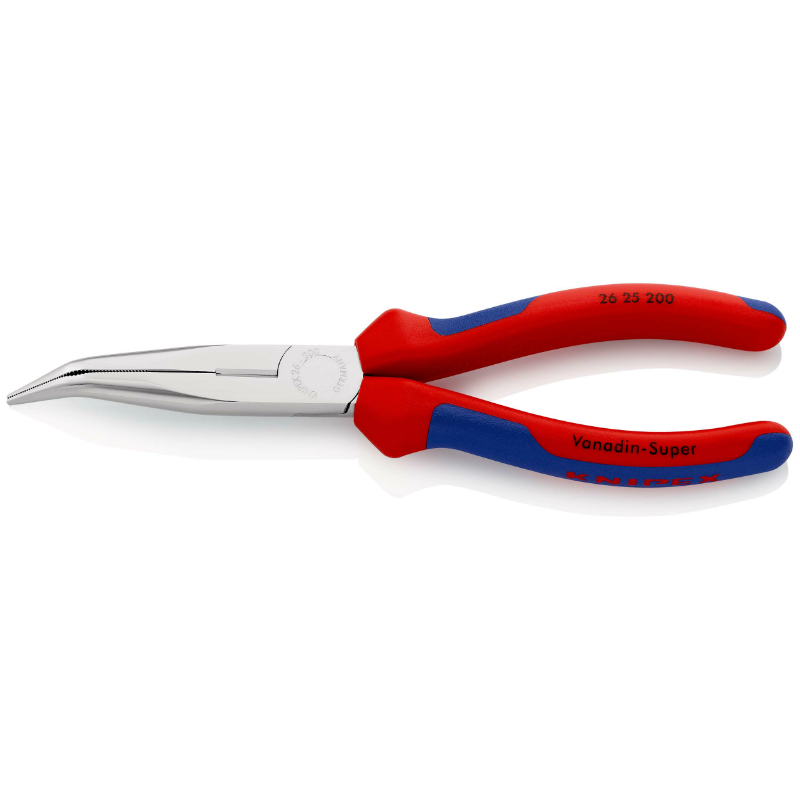 PINCE A BEC FIN COUDEE PRO KNIPEX DEMI RONDE 200MM CHROME AVEC POIGNEE ERGONOMIQUE (26 25 200)  -MADE IN GERMANY-