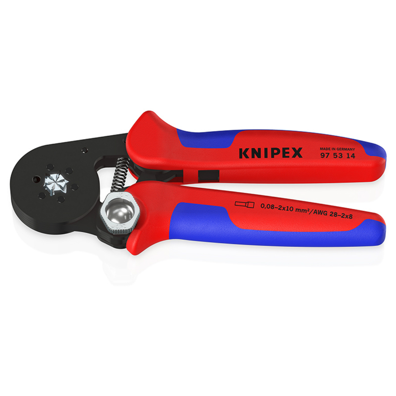 PINCE A SERTIR PRO KNIPEX AUTO-AJUSTABLE POUR EMBOUT DE CABLE 180MM AVEC POIGNEE ERGONOMIQUE (97 53 14)  -MADE IN GERMANY-