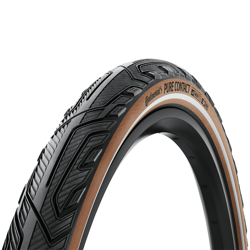 PNEU VTT URBAIN 27.5 X 2.20 CONTINENTAL PURE CONTACT NOIR FLANC MARRON REFLEX TUBELESS READY (55-584) COMPATIBLE VAE