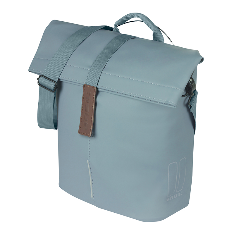 SACOCHE ARRIERE VELO LATERALE SAC BANDOULIERE BASIL CITY SHOPPER BLEU GRAPHITE DROIT-GAUCHE 14-16L FIXATION MIK STUDS POUR PORTE BAGAGE