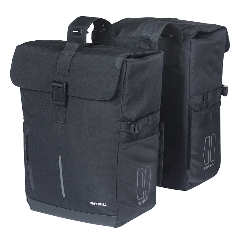 SACOCHE ARRIERE VELO DOUBLE BASIL MOVE 30L NOIR (16X27X38CM) COMPATIBLE SYSTEME MIK 2.0 (FIXATION NON INCLUS)