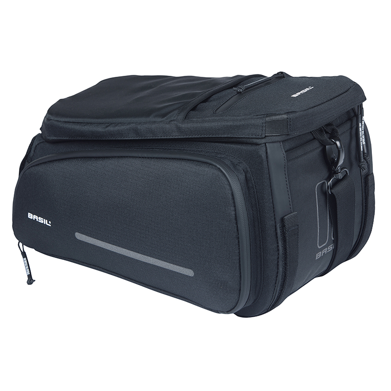 SACOCHE ARRIERE VELO TRUNKBAG BASIL MOVE NOIR 10-26L FIXATION MIK POUR PORTE BAGAGE (24X33X15CM)  - COMPATIBLE SYSTEME MIK (FIXATION NON INCLUS)