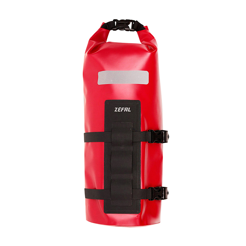 SACOCHE DE FOURCHE VELO ZEFAL Z ADVENTURE DRY BAG ROUGE ETANCHE FIXATION SANGLES AUTO-AGGRIPANTES - CLIPS (LG28.5CM - 4LITRES) CHARGE MAXI 2.5KGS (SUPPORT FIXATION NON INCLUS REF: 199763)