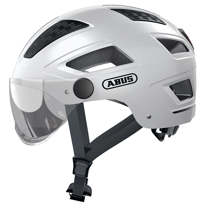 CASQUE VELO ADULTE ABUS URBAIN HYBAN 2.0 ACE BLANC POLAIRE ECLAIRAGE INTEGRE TAILLE L (56-61CM) REGLAGE MOLETTE