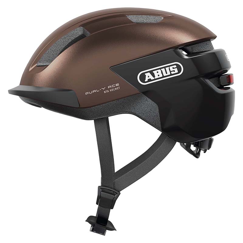 CASQUE VELO ADULTE ABUS URBAIN PURL-Y ACE MARRON ECLAIRAGE INTEGRE TAILLE  M (54-58CM) REGLAGE MOLETTE (COMPATIBLE S-PEDELEC)