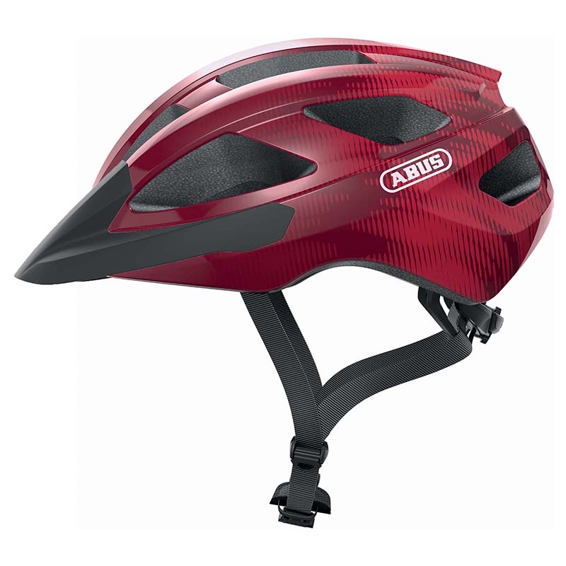 CASQUE VELO ADULTE ABUS ROUTE MACATOR ROUGE BORDEAUX TAILLE L (58-62CM) REGLAGE MOLETTE