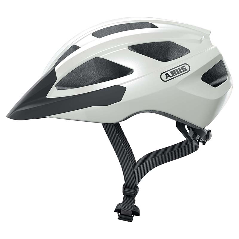 CASQUE VELO ADULTE ABUS ROUTE MACATOR BLANC PERLE TAILLE  M (52-58CM) REGLAGE MOLETTE