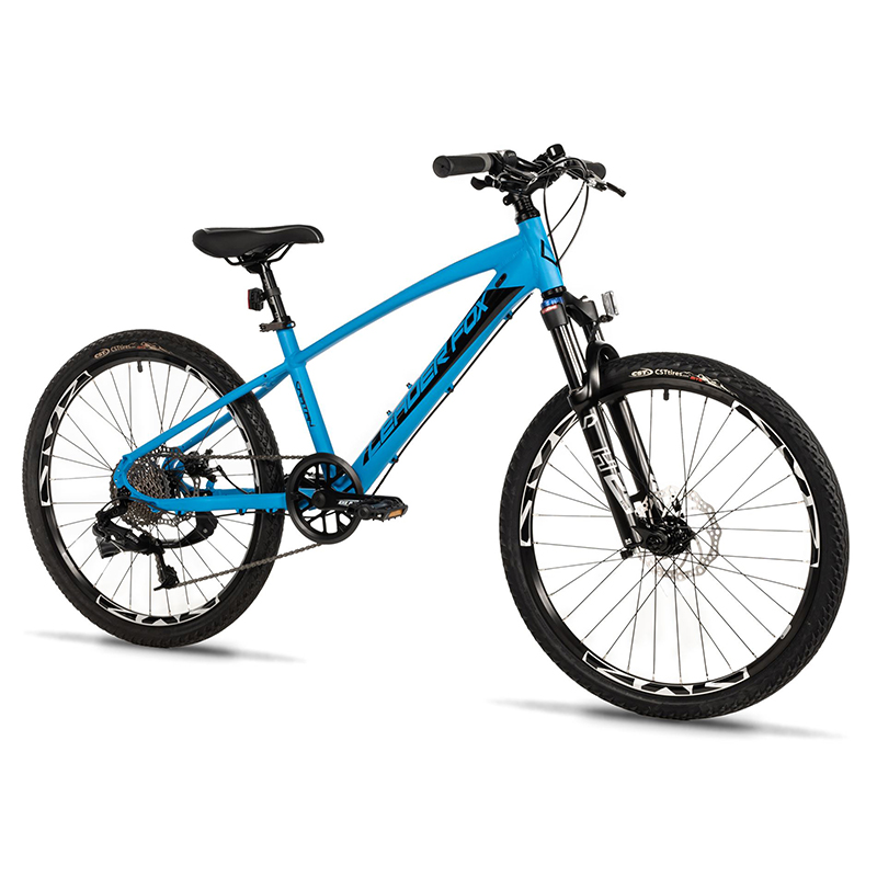 VELO MUSCULAIRE VTT 24 LEADER FOX CAPITAN 2025 GARCON BLEU MAT 8V (TAILLE ENFANT 135 à 145 CM)