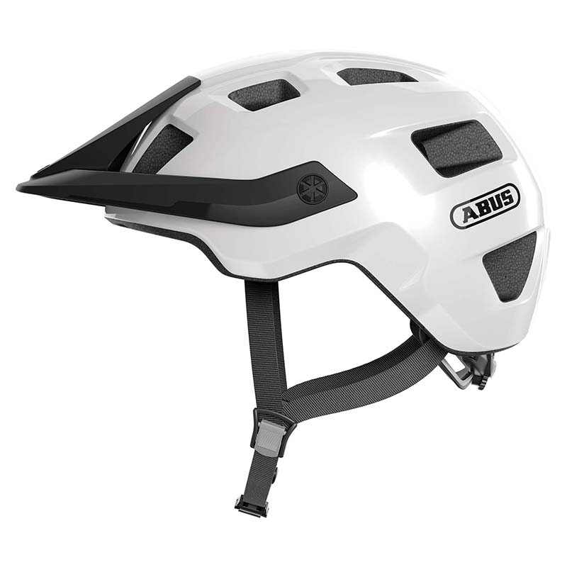 CASQUE VELO ADULTE ABUS VTT MOTRIP BLANC BRILLANT TAILLE  M (54-58CM) REGLAGE MOLETTE